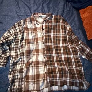 Women’s oversized Brown Plaid Shirt